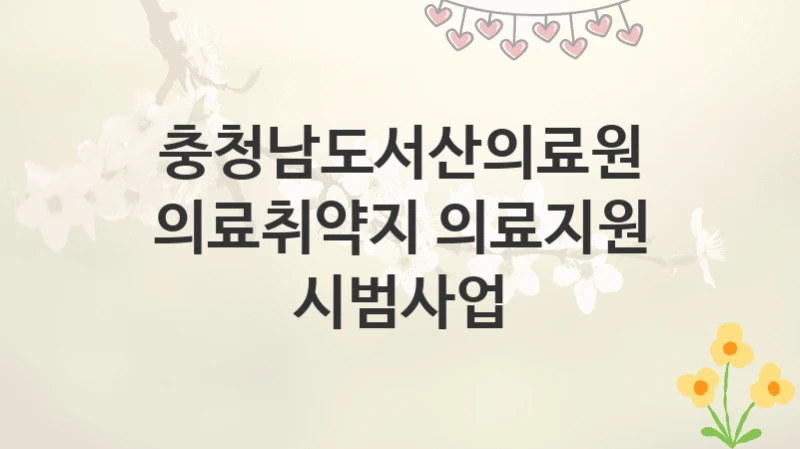 충청남도서산의료원
의료취약지 의료지원 시범사업