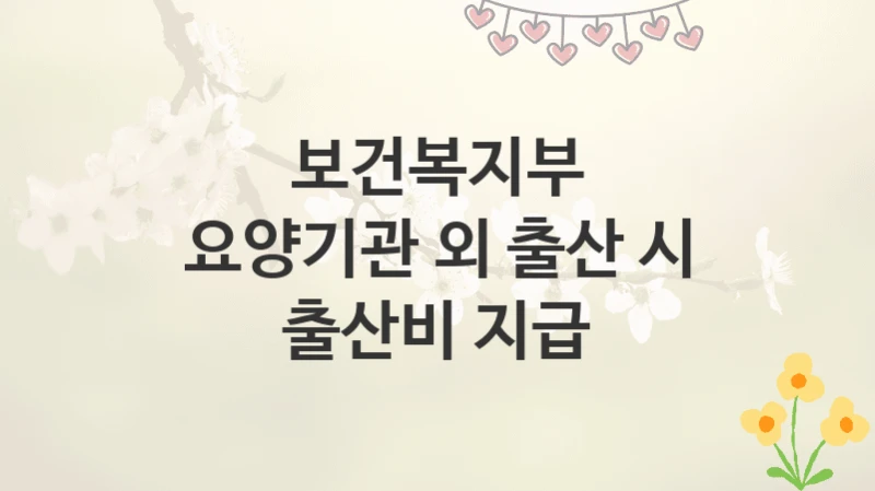 보건복지부
요양기관 외 출산 시 출산비 지급