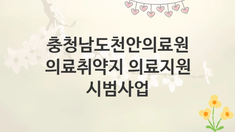 충청남도천안의료원
의료취약지 의료지원 시범사업
