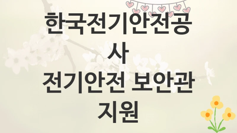 한국전기안전공사
전기안전 보안관 지원