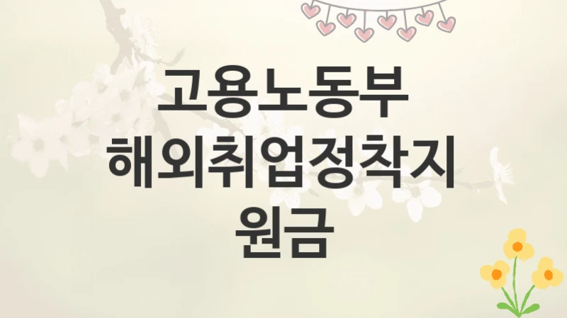 고용노동부
해외취업정착지원금